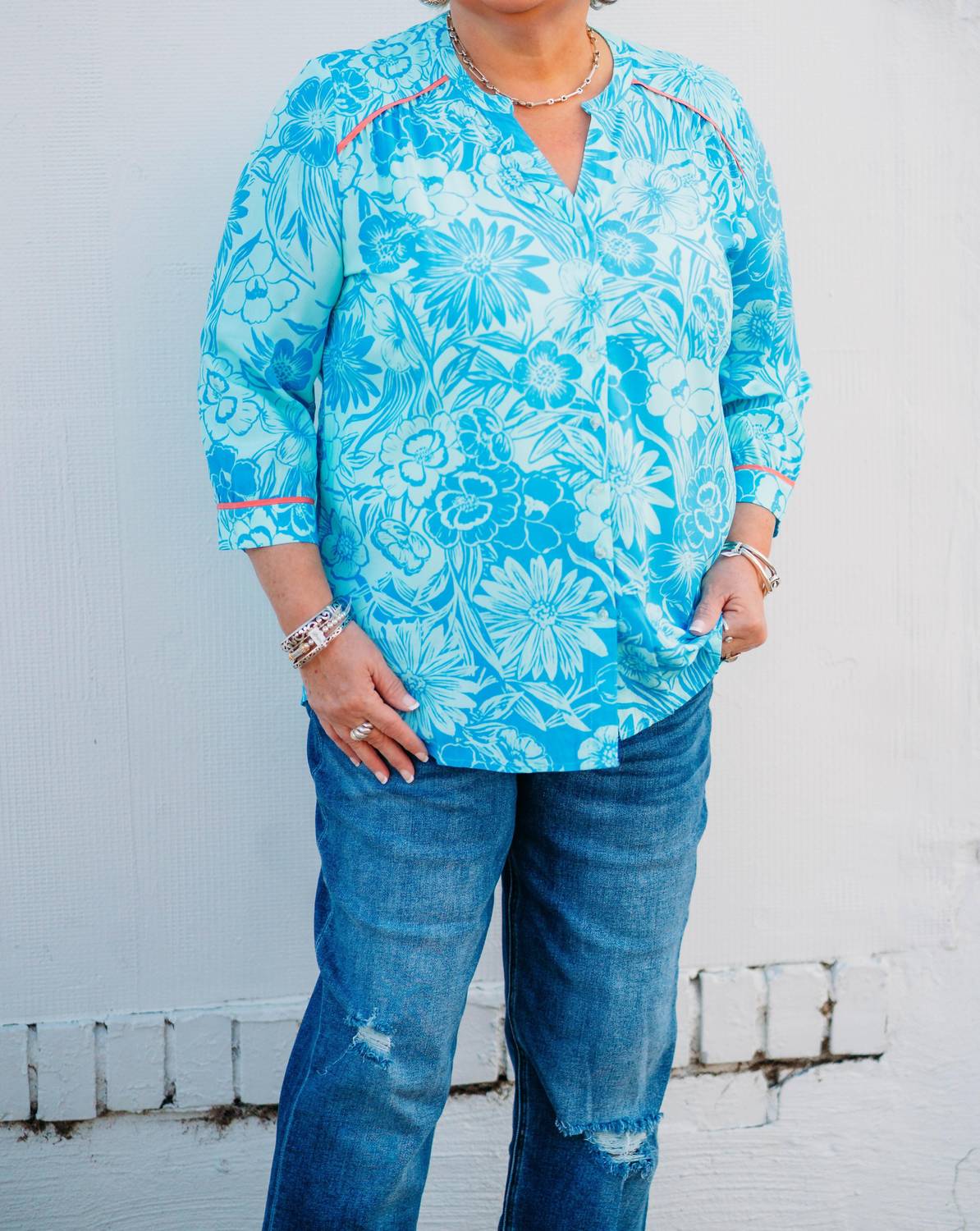 Fdj - Bicolor Floral Top