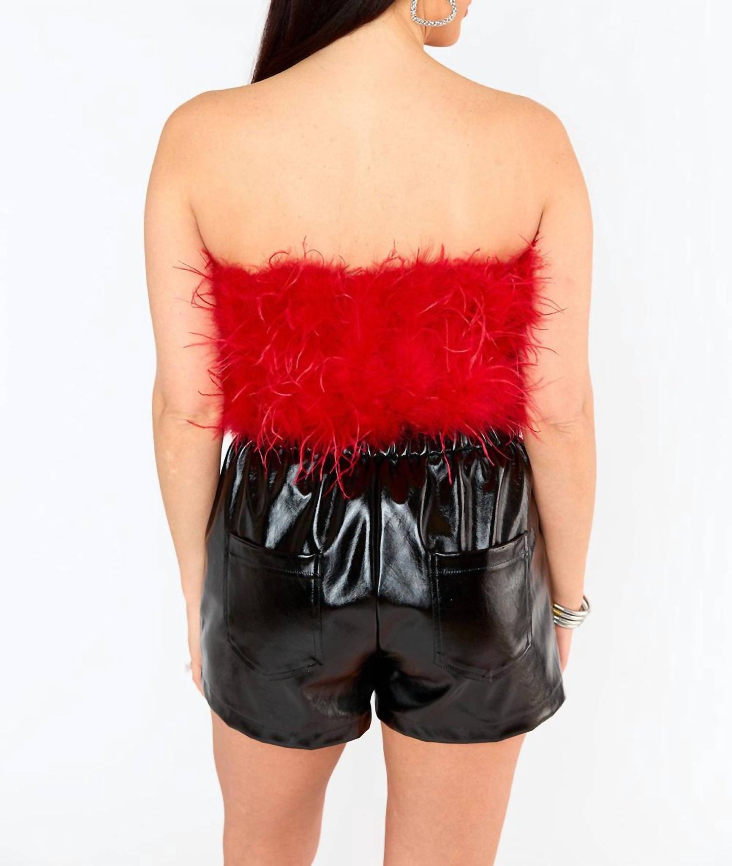 Buddylove - Fancy Strapless Feather Crop Top