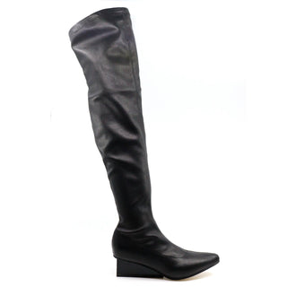 All Black - Botas femininas com borda quadrada