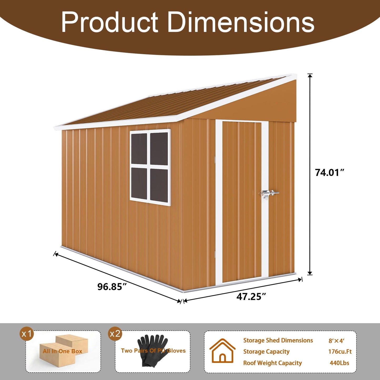 Weatherproof Storage Shed With Double Doors and Ventilation