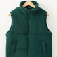 1 With Women - Corduroy Stand Neck Zipped Puffer Vest
