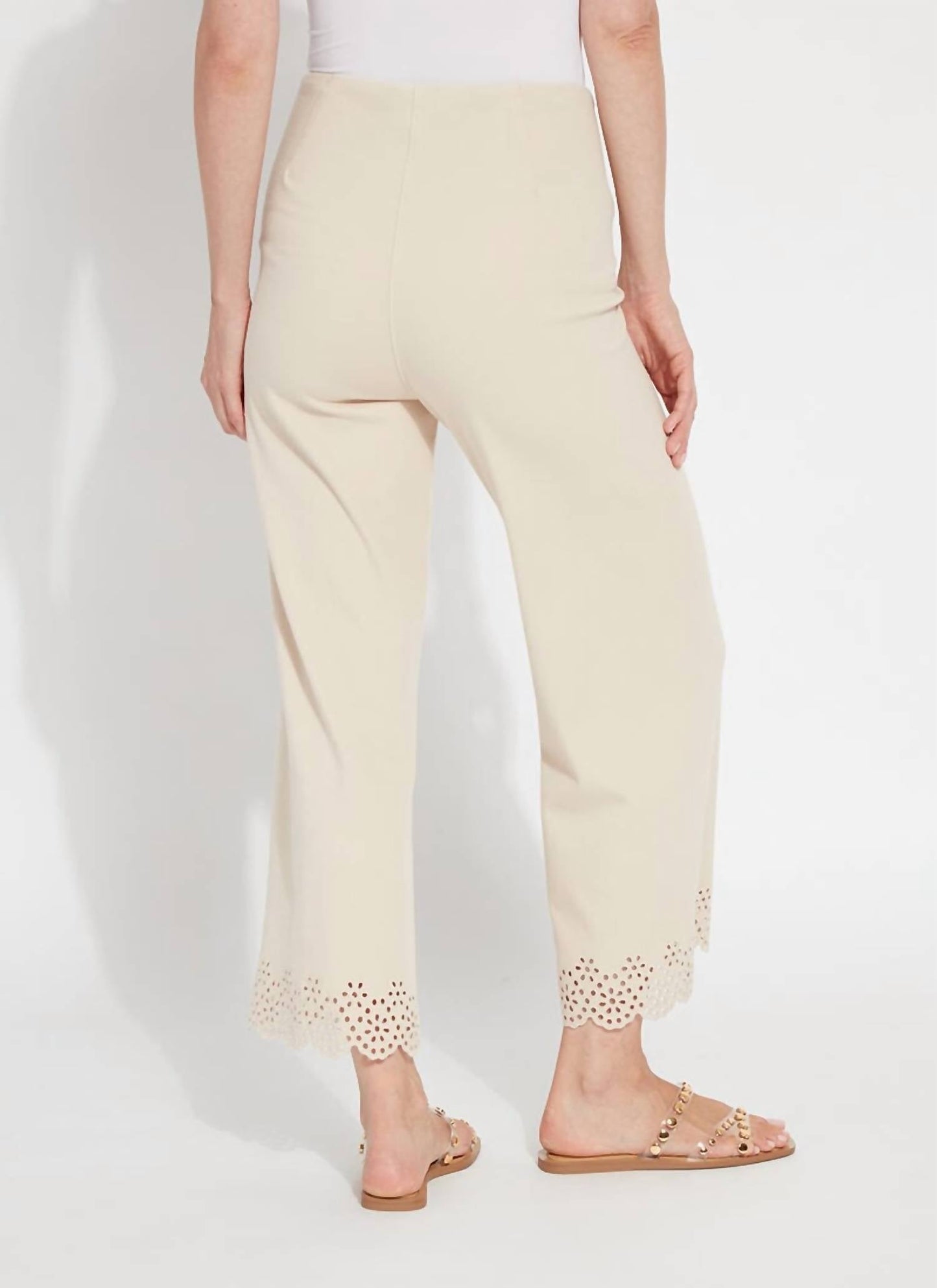 Lysse - Cropped Embroidered Eyelet Wide Leg Pant