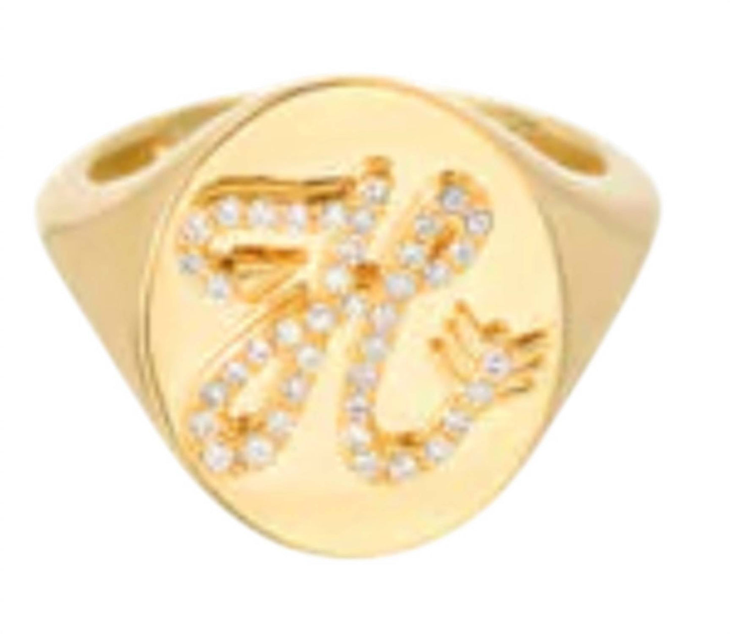 Adina Reyter - Women's Diamond Arrow Initial Signet Ring - H