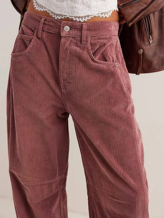 Free People - Calça Jeans Cord Barrel Good Luck