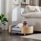 Scandinavian Style Elevated Dog Bed Pet Sofa Velvet Cushion Mid Size Light Grey