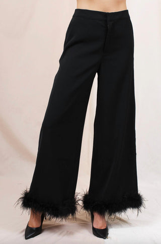 Fore Collection - Women's High Waisted Feather Hem Trousers