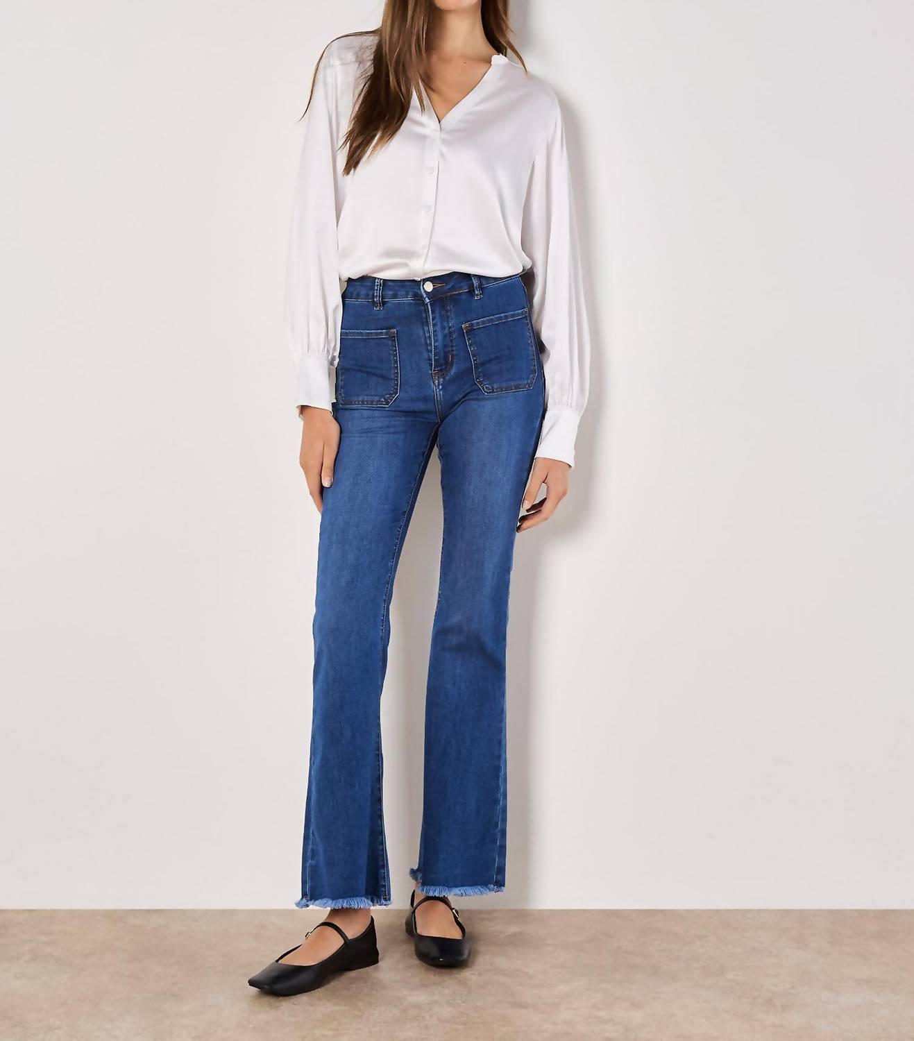 Apricot - Balloon Sleeve Satin Top