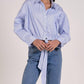 Elan - Striped Tied Front Blouse