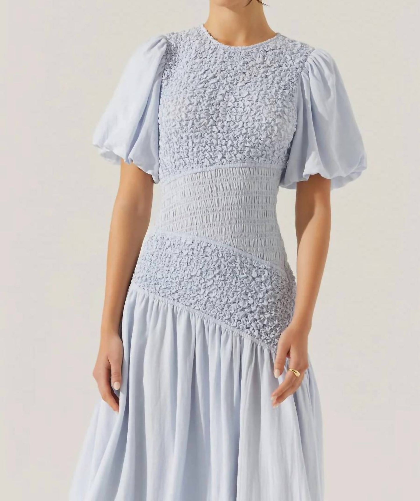 Astr - THEONI SMOCKED ASYMETRIC DRESS