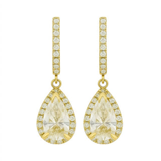 Allyanna Gifts - Women's Moissanite Pear Shape Halo Drop Huggie Earrings