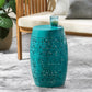12' Outdoor Lace-Cut Side Table, Teal