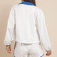 Sadie & Sage - Flag Embroidery Zip Up Collar Jacket