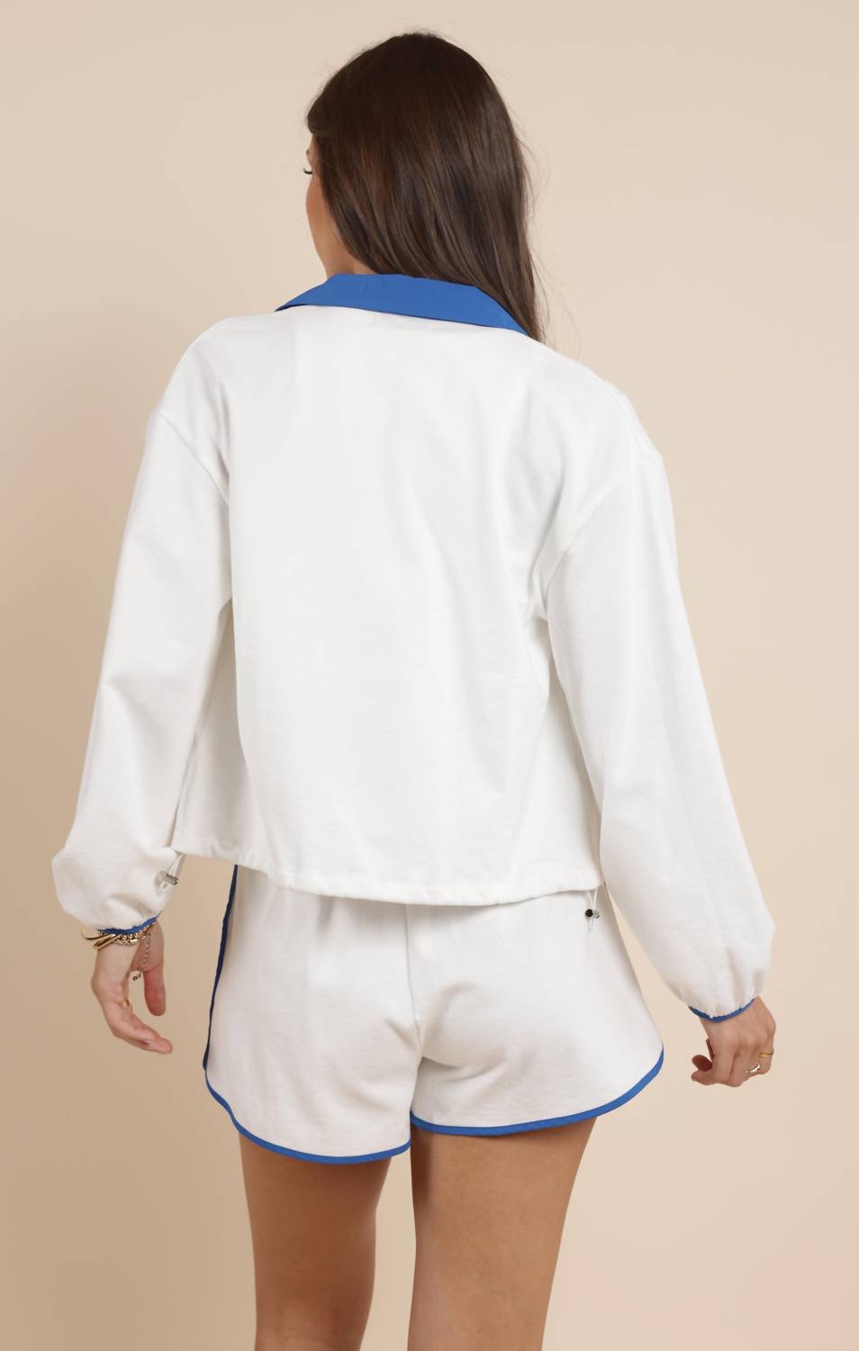 Sadie & Sage - Flag Embroidery Zip Up Collar Jacket