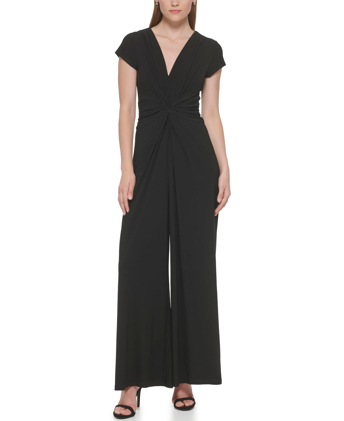 Vince Camuto Womens Twist Front Jumpsuit Black Large