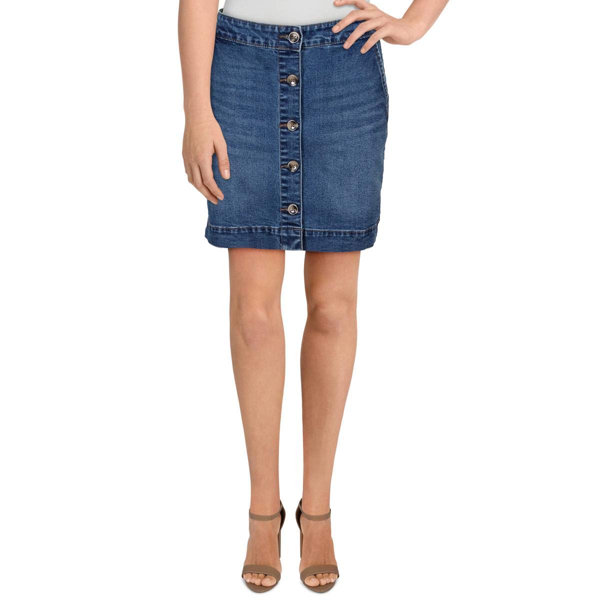 Maison Jules Womens Denim Mini Skirt Blue 6