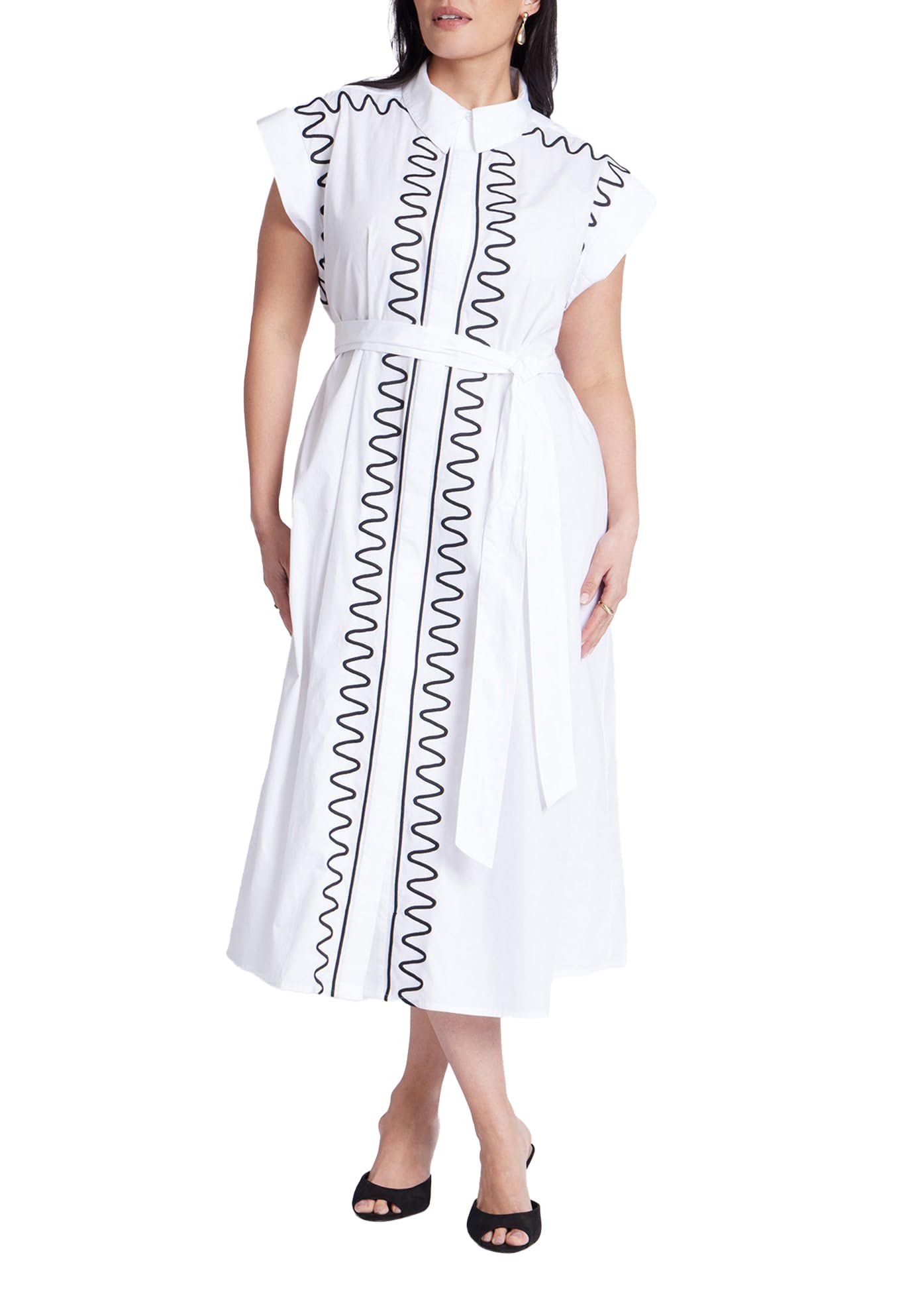 ELOQUII Women's Plus Size Embroidered Midi Dress - 18, Bright White