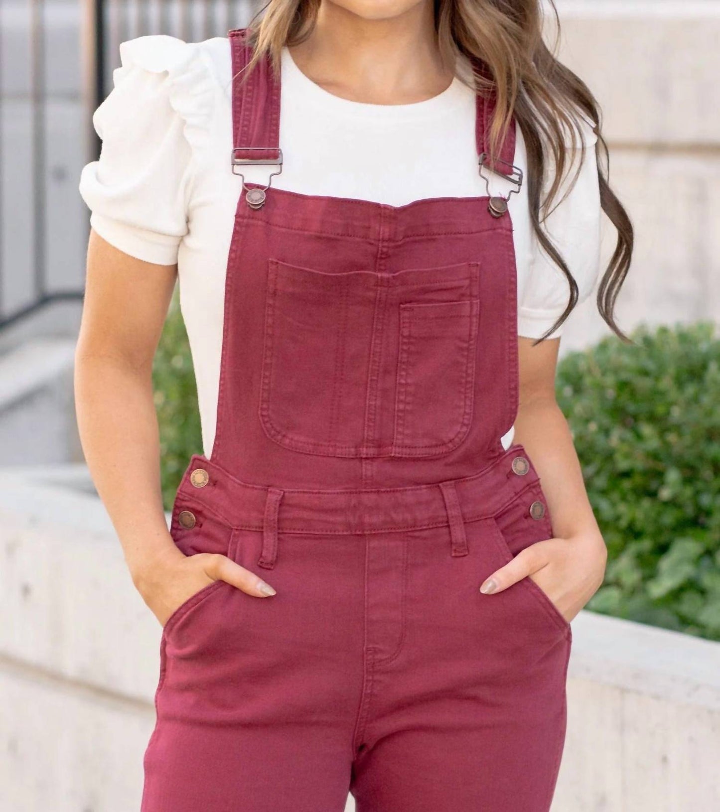 Judy Blue - High Waist Garment Dyed Boyfriend Double Cuff Overalls