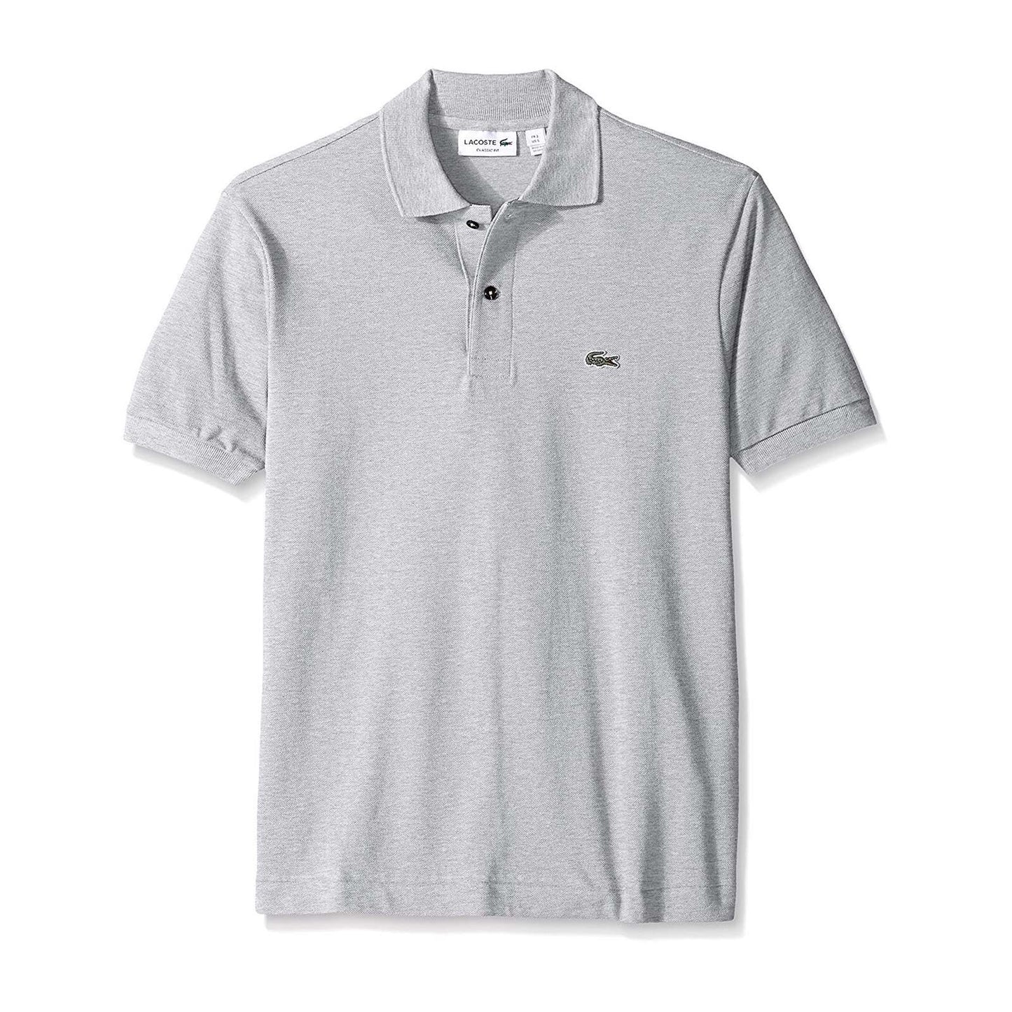 Camisa polo masculina Lacoste Classic de manga curta em piquê chinês, cinza, tamanho GG