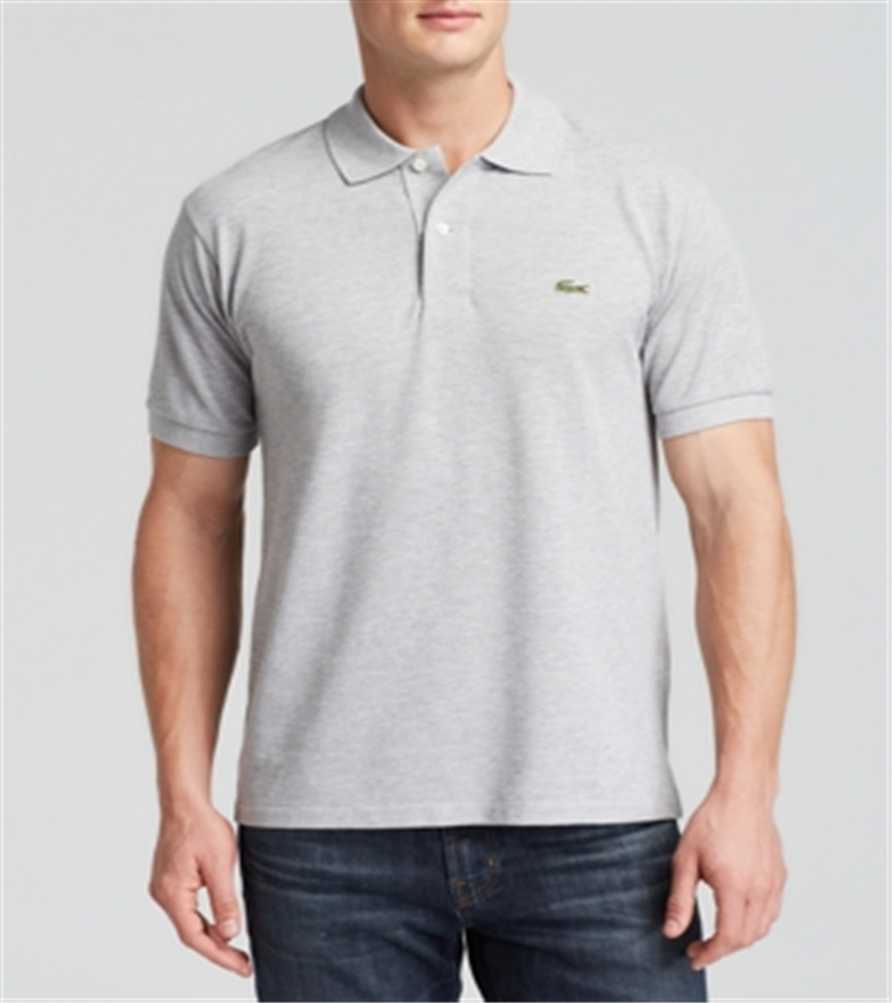 Camisa polo masculina Lacoste Classic de manga curta em piquê chinês, cinza, tamanho GG