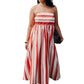 ELOQUII Women's Plus Size Poplin Fit and Flare Maxi Dress - 26, Red Stripe