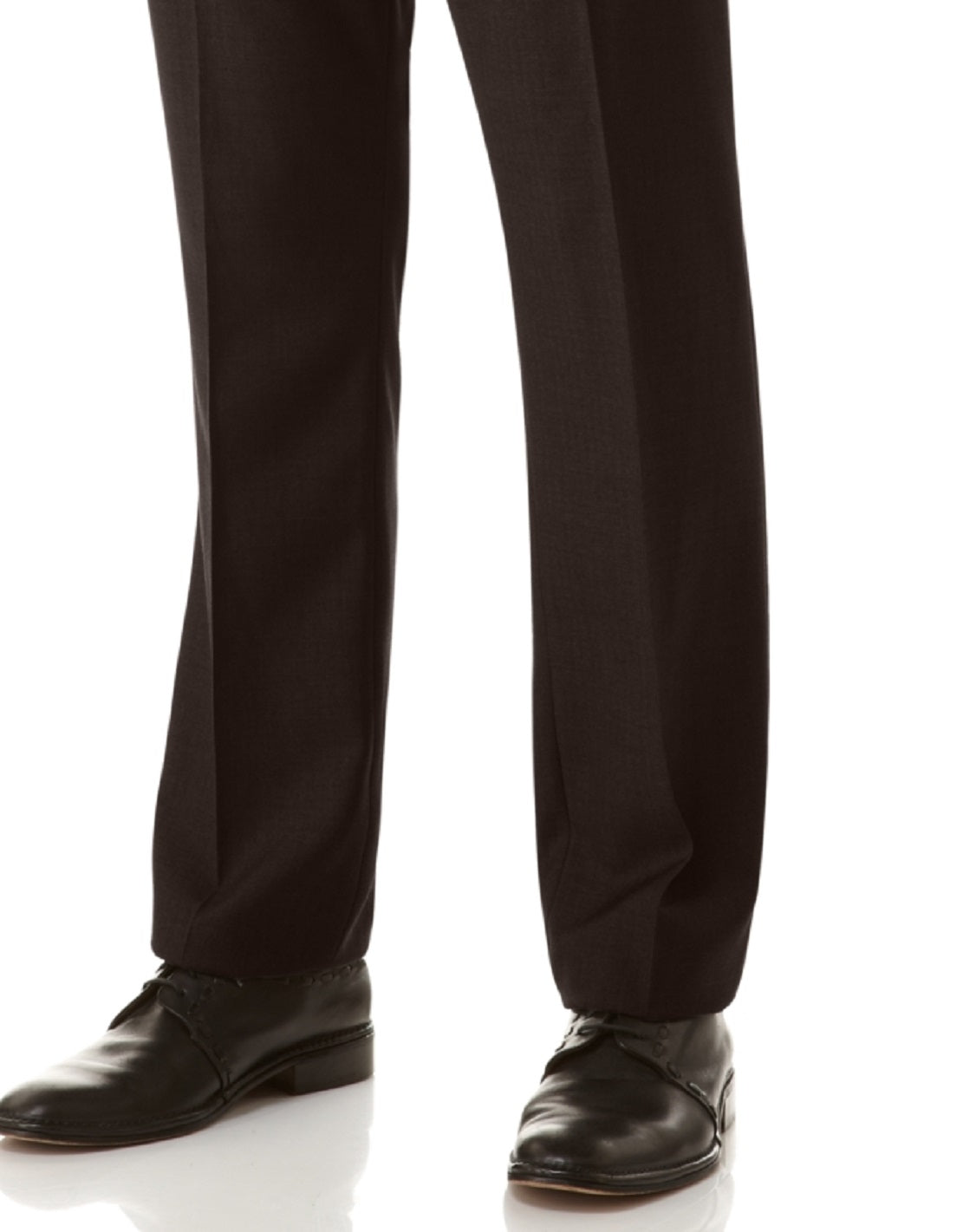 Calça social masculina Perry Ellis Slim Fit com frente lisa e sem passar a ferro, preta, tamanho 34x29