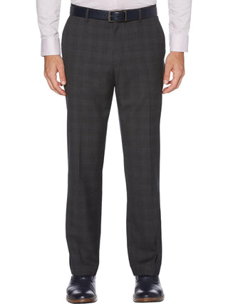 Calça social masculina Perry Ellis Portfolio Modern Fit Windowpane xadrez cinza tamanho 38x32