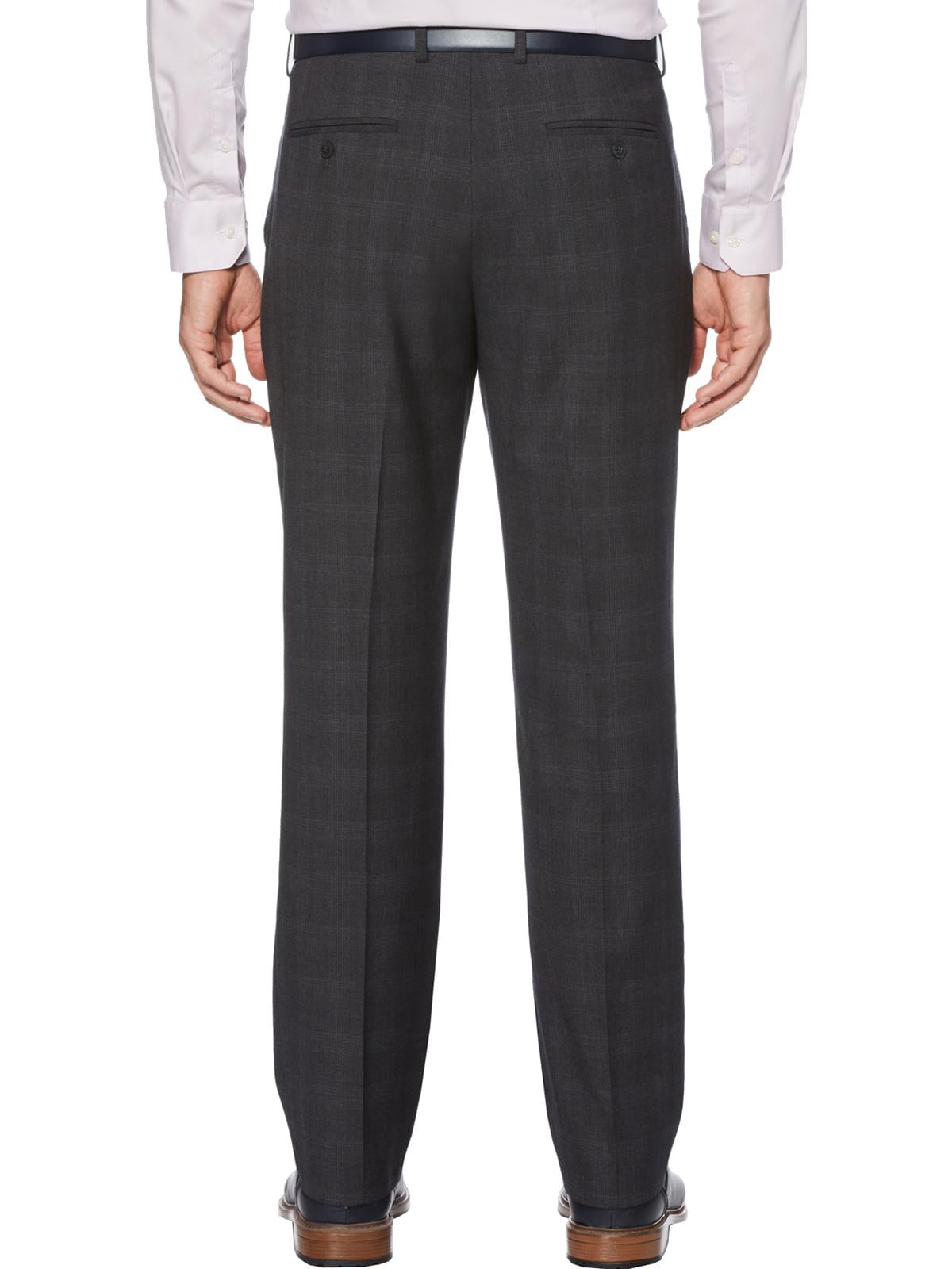 Calça social masculina Perry Ellis Portfolio Modern Fit Windowpane xadrez cinza tamanho 38x32