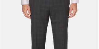 Calça social masculina Perry Ellis Portfolio Modern Fit Windowpane xadrez cinza tamanho 38x32