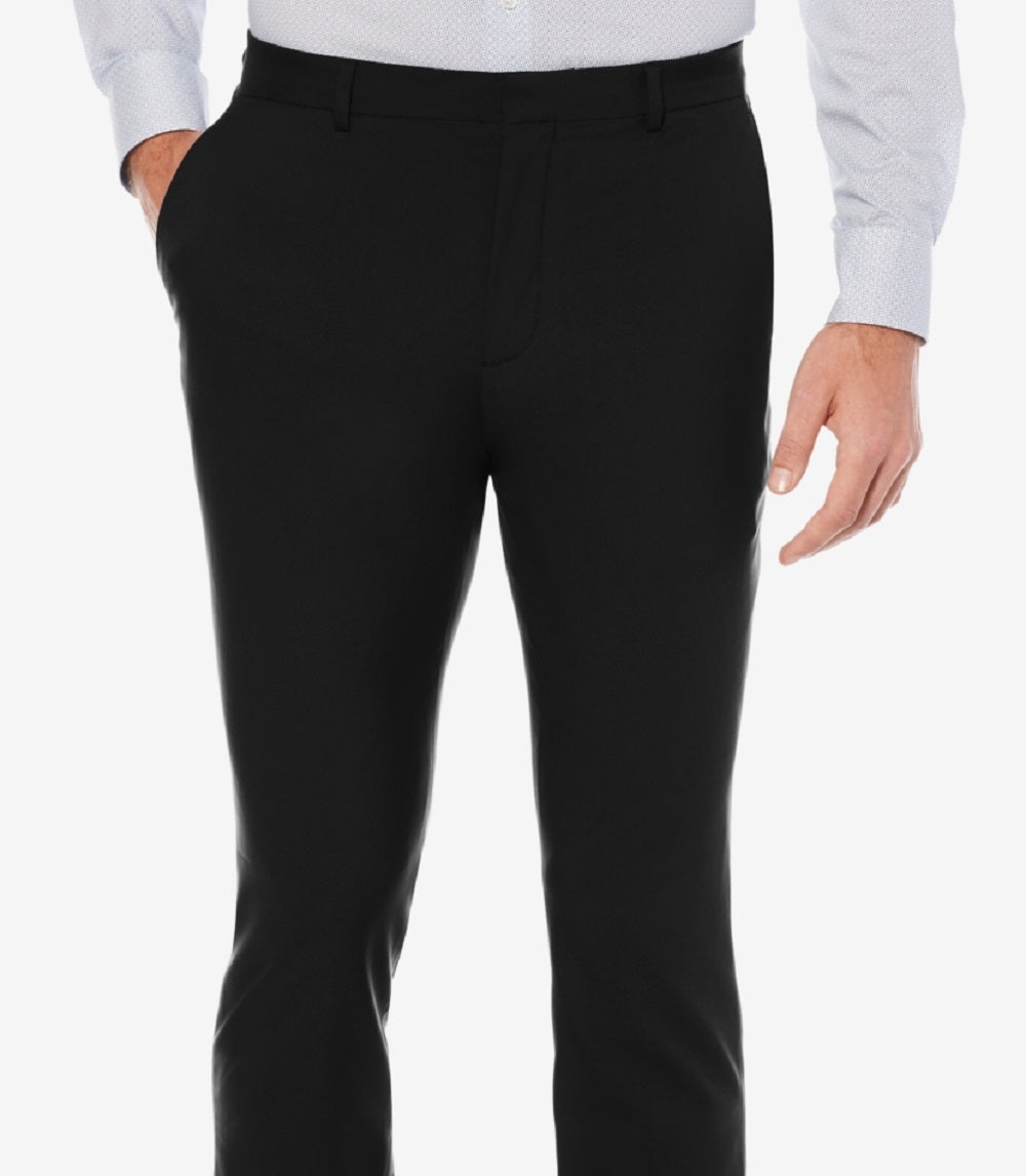 Calça social masculina Perry Ellis Extra Slim Fit, resistente à água, preta, tamanho 34x29