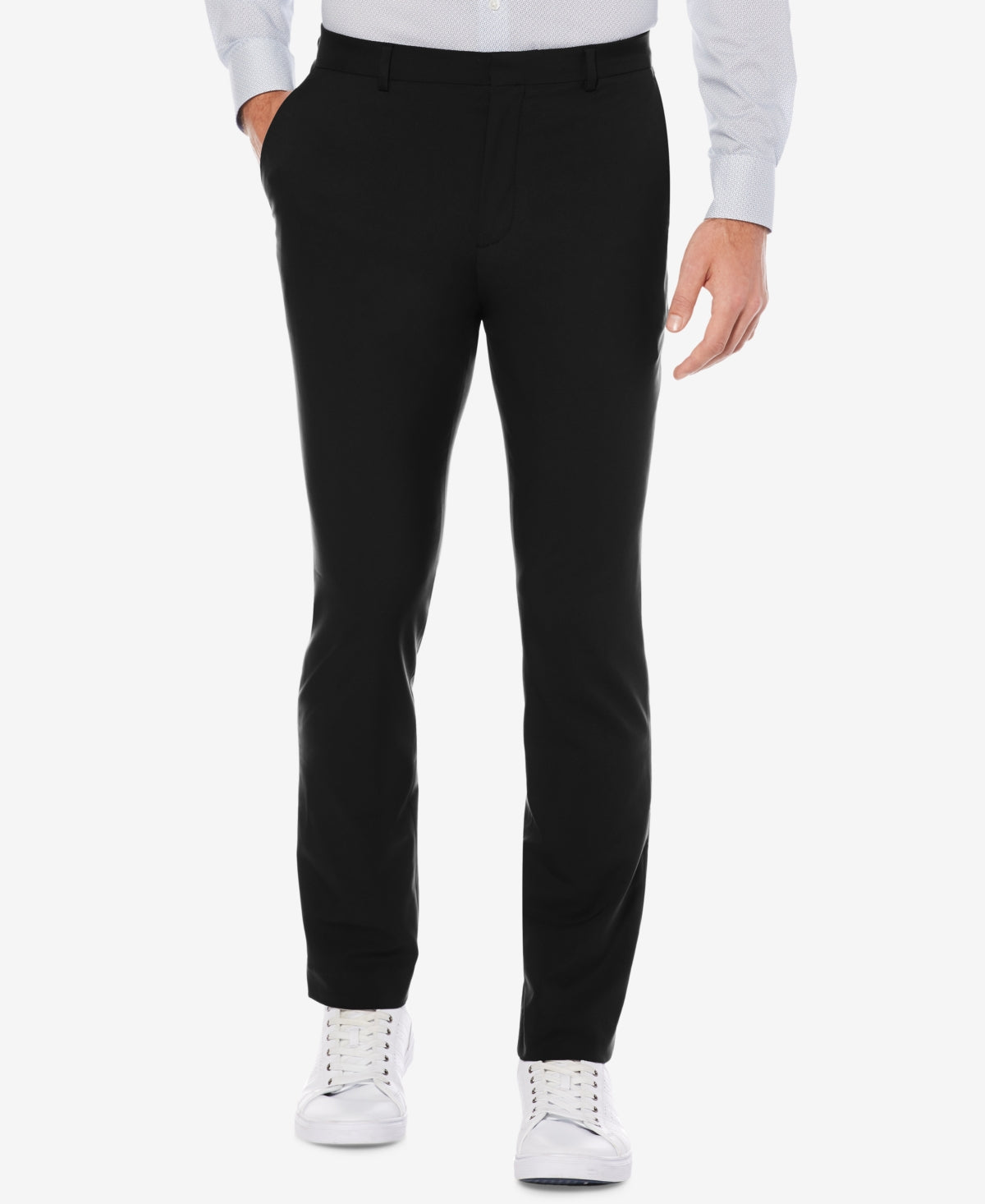 Calça social masculina Perry Ellis Extra Slim Fit, resistente à água, preta, tamanho 34x29