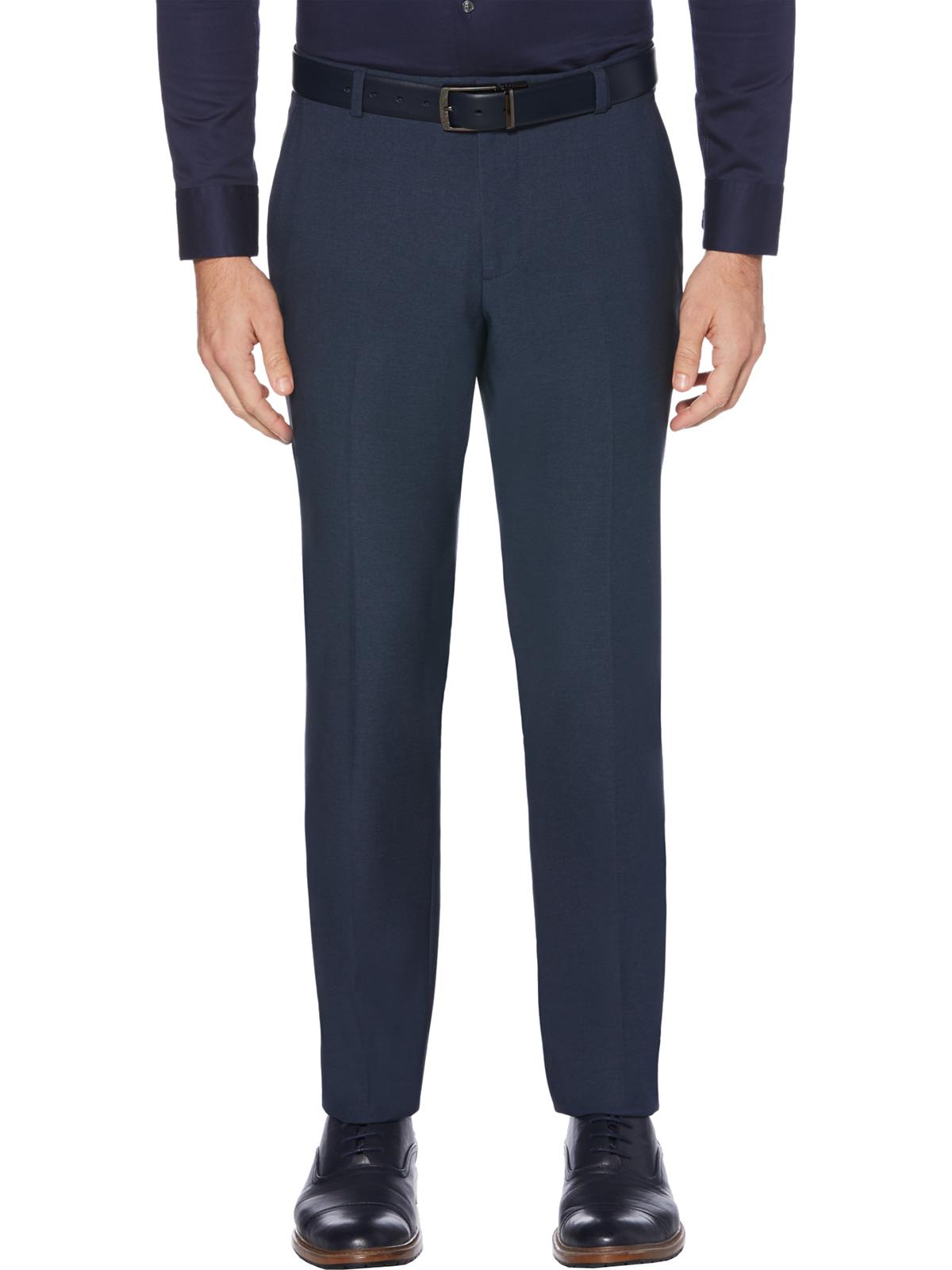 Calça social masculina Perry Ellis Slimmest Fit Flex Stretch Azul Tamanho 32X32