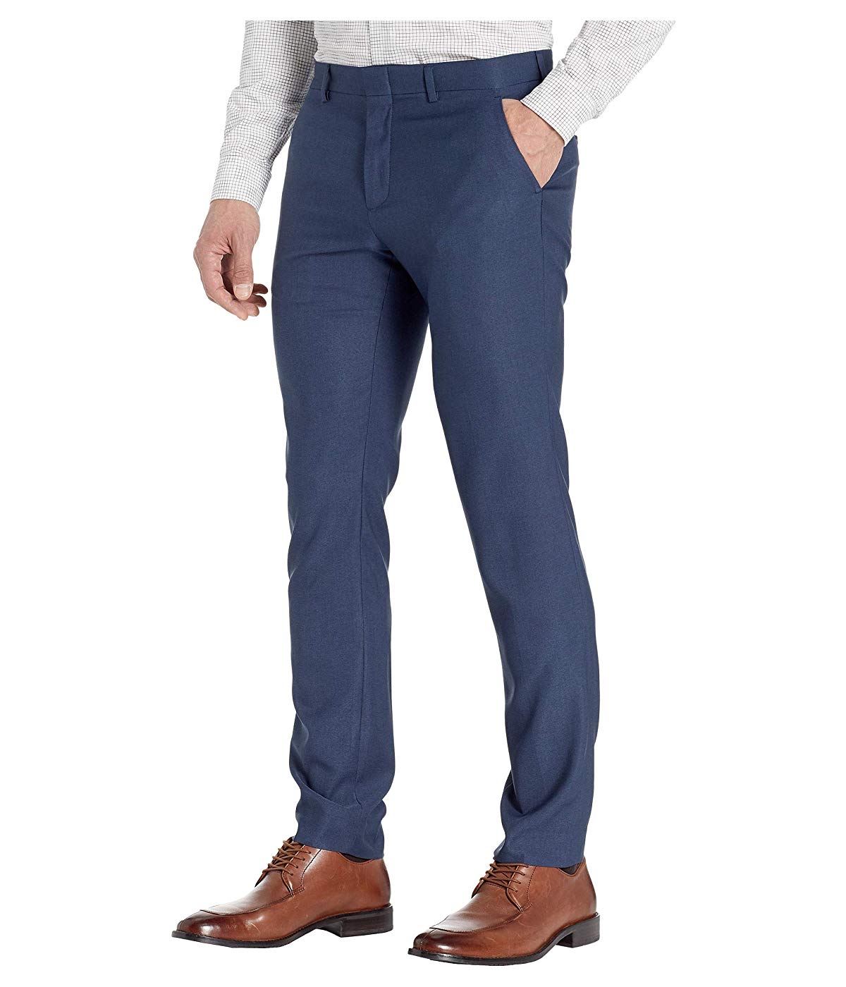 Calça social masculina Perry Ellis Slimmest Fit Flex Stretch Azul Tamanho 32X32