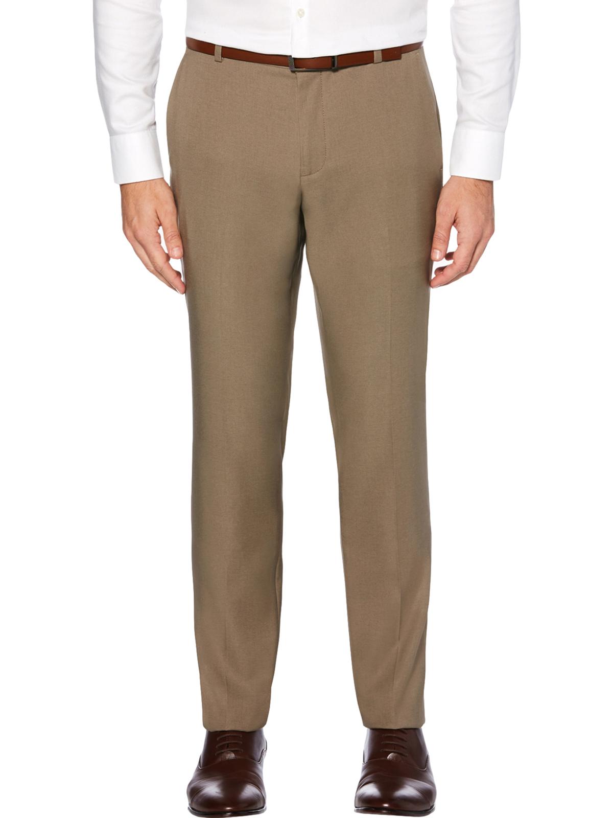 Calça social masculina Perry Ellis Extra Slim Fit Performance Stretch, marrom, tamanho 32x32