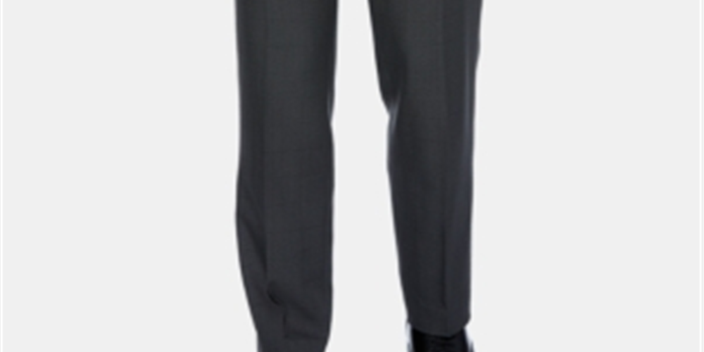 Calça social masculina Perry Ellis Portfolio Modern Fit Performance Stretch, que não passa a ferro e absorve a umidade, xadrez, tamanho 38X30, cinza