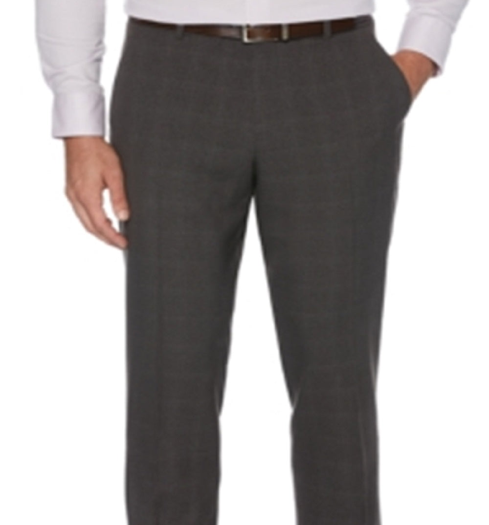 Calça social masculina Perry Ellis Modern Fit Performance Stretch Heathered, cinza, tamanho 42x30