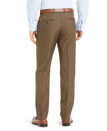 Calça social xadrez Perry Ellis masculina, ajuste moderno, tamanho 30x30, marrom