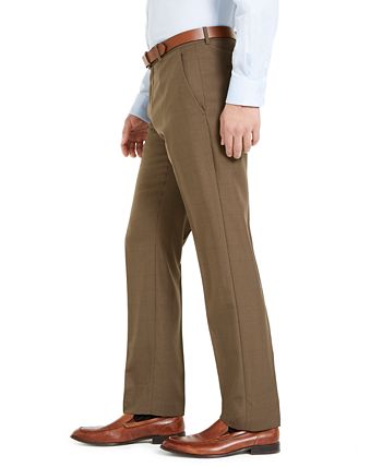 Calça social xadrez Perry Ellis masculina, ajuste moderno, tamanho 30x30, marrom