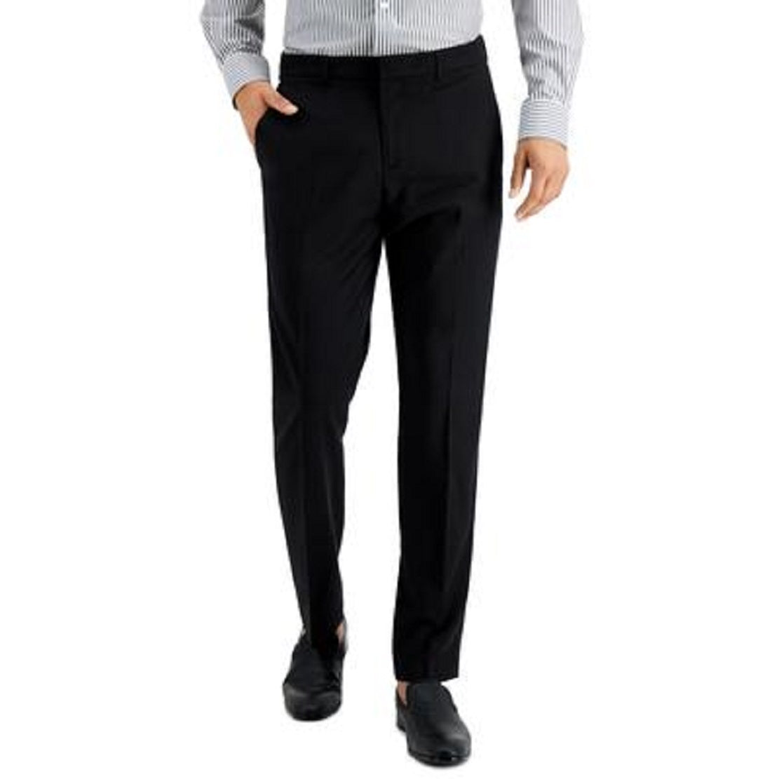 Calça social masculina Perry Ellis Slim Fit, sem passar roupa, elástica, mesclada, preta, tamanho 33x30
