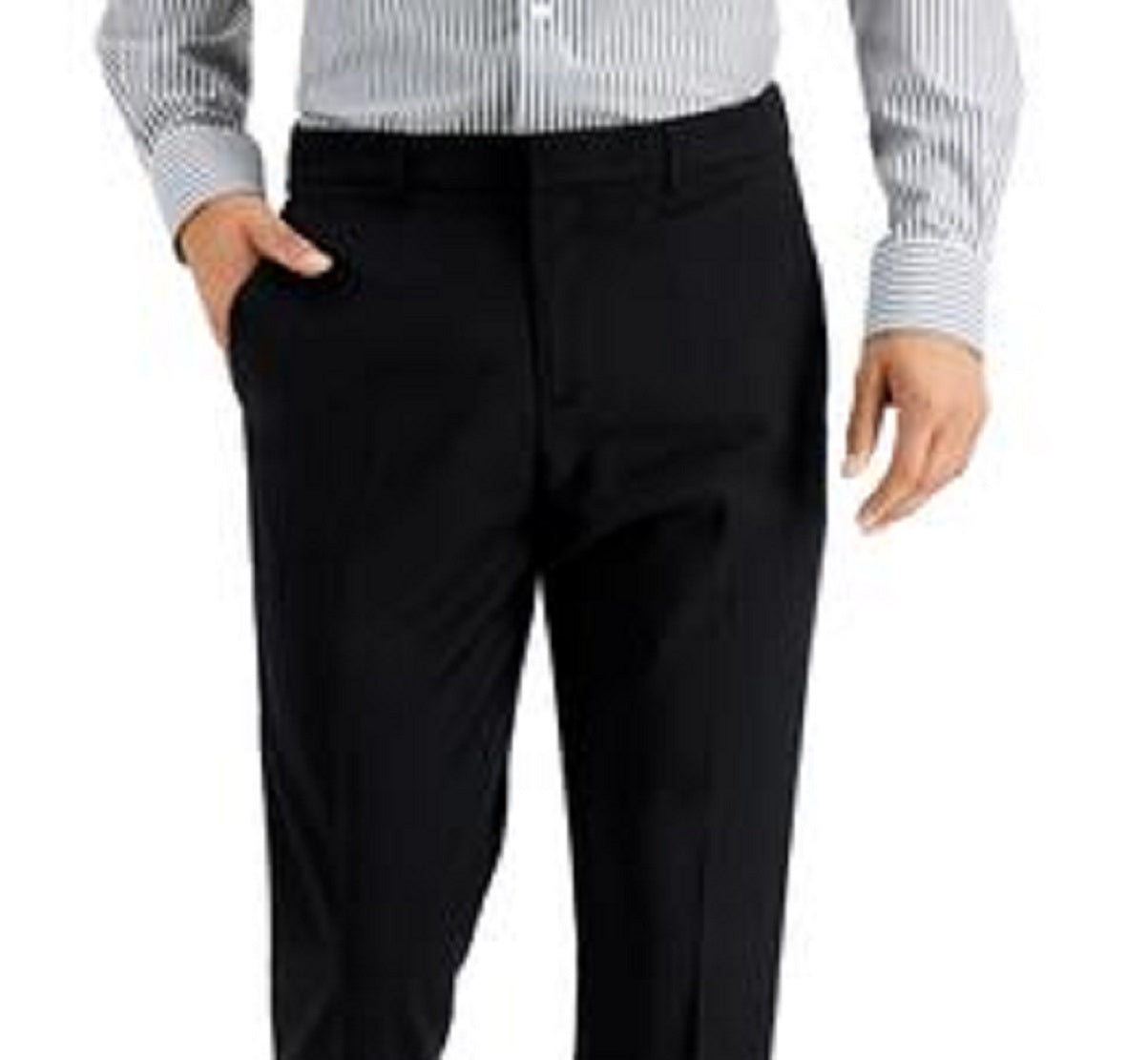 Calça social masculina Perry Ellis Slim Fit, sem passar roupa, elástica, mesclada, preta, tamanho 33x30