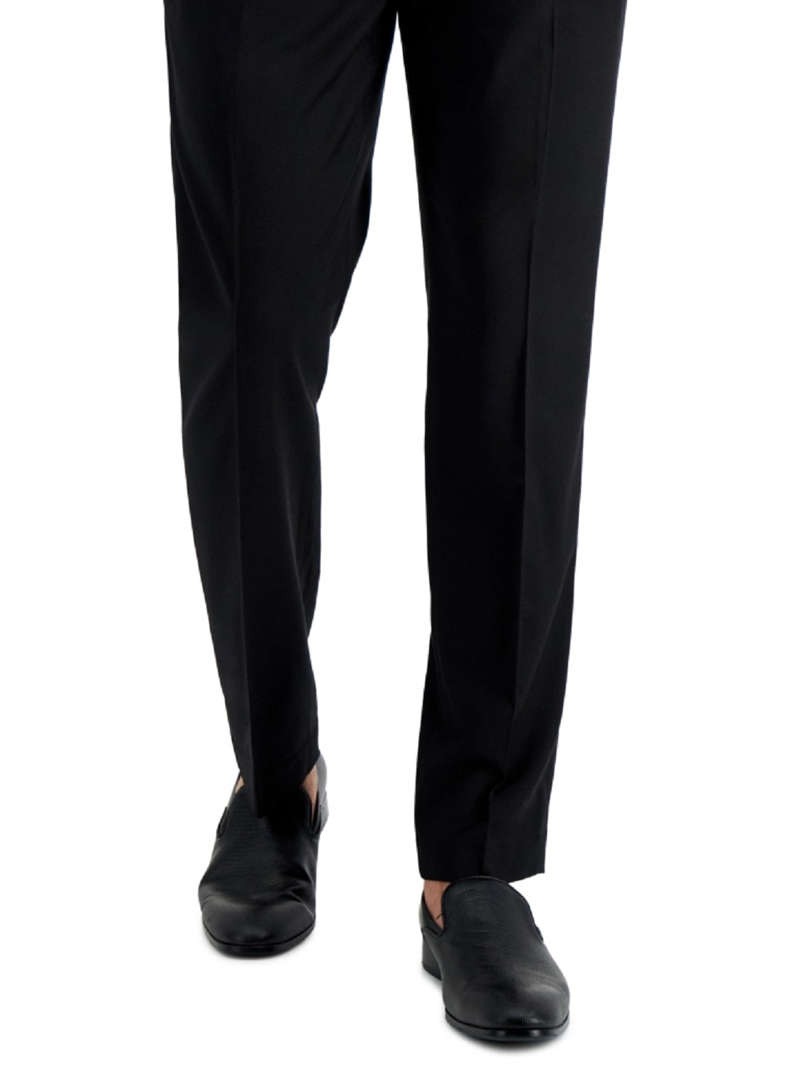 Calça social masculina Perry Ellis Slim Fit mesclada, sem passar, preta, tamanho 34x30