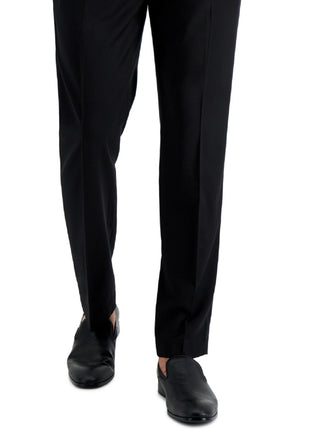 Calça social masculina Perry Ellis Slim Fit que não passa a ferro, preta, tamanho 38x32