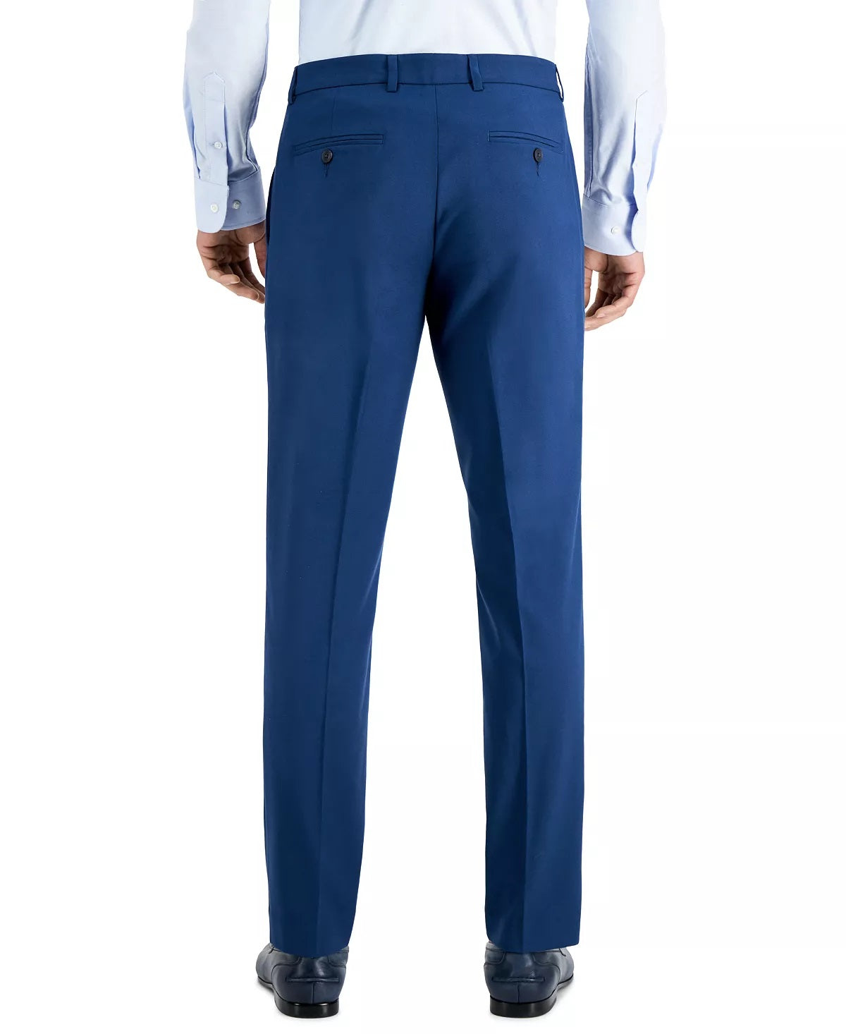 Calça social masculina Perry Ellis Slim Fit, sem passar roupa, elástica, mesclada, tamanho 32x32, azul