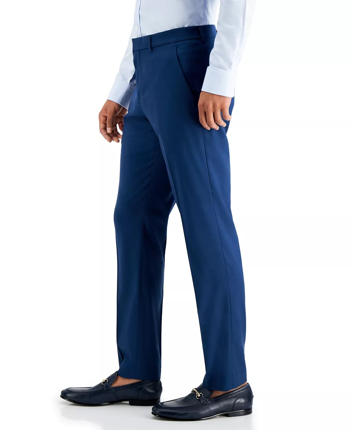 Calça social masculina Perry Ellis Slim Fit, sem passar roupa, elástica, mesclada, tamanho 32x32, azul