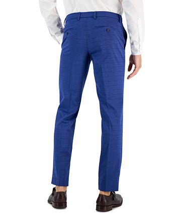 Calça social masculina Perry Ellis Slim Fit Tonal Check Azul Tamanho 34X30