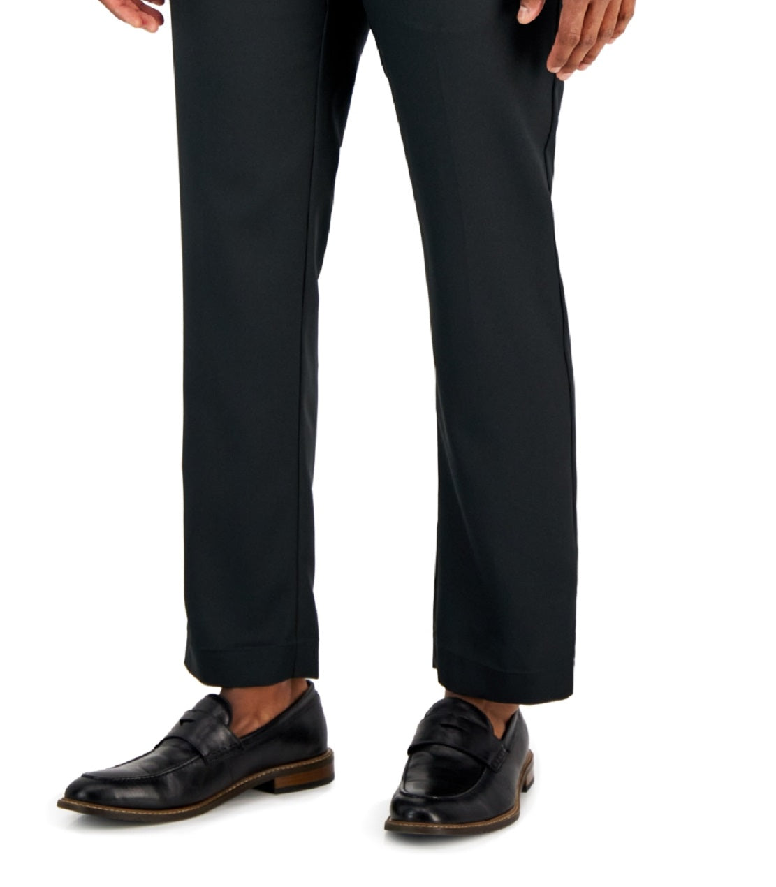 Calça de sarja Perry Ellis masculina, corte moderno, preta, tamanho 32x30