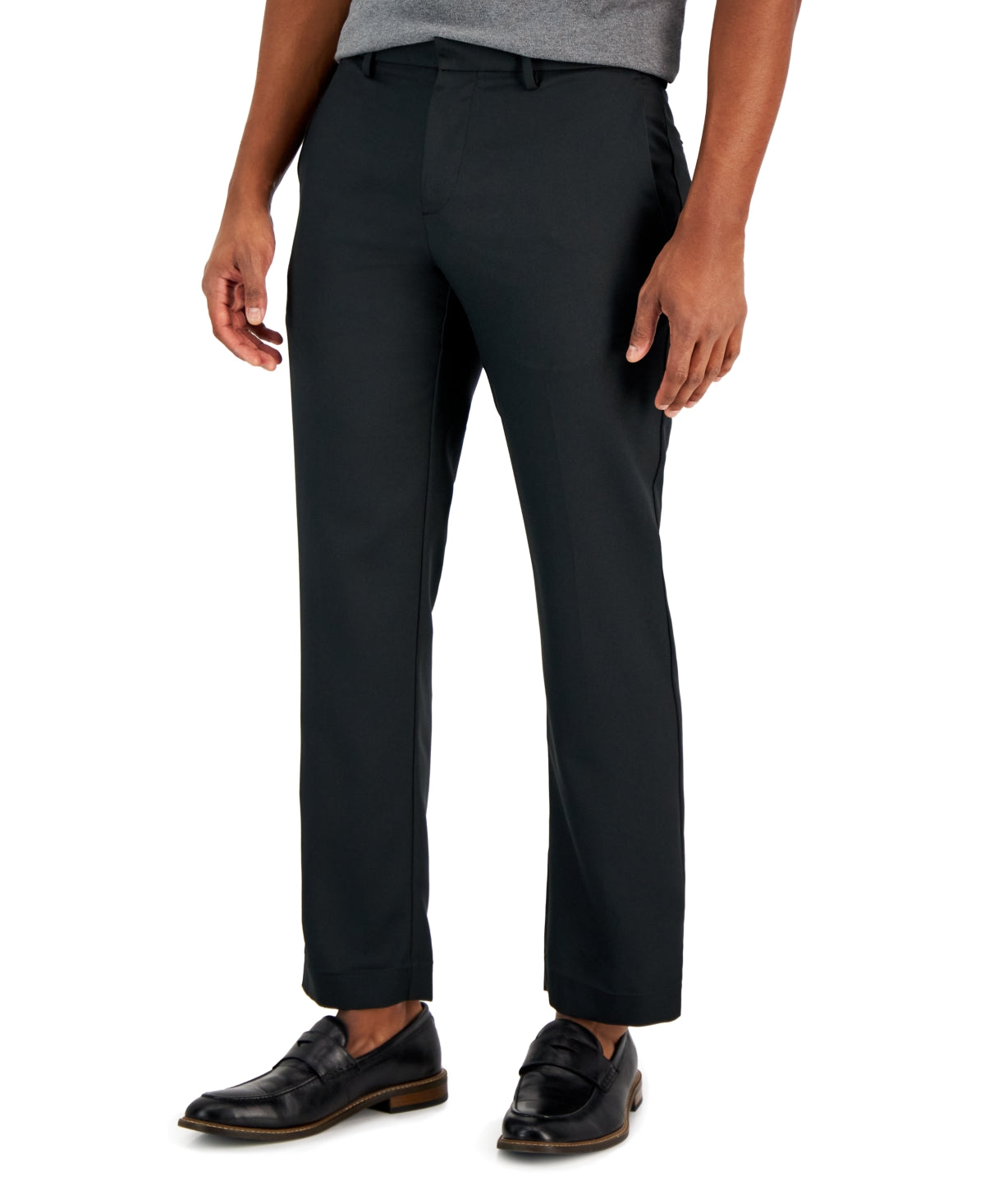 Calça de sarja Perry Ellis masculina, corte moderno, preta, tamanho 32x30