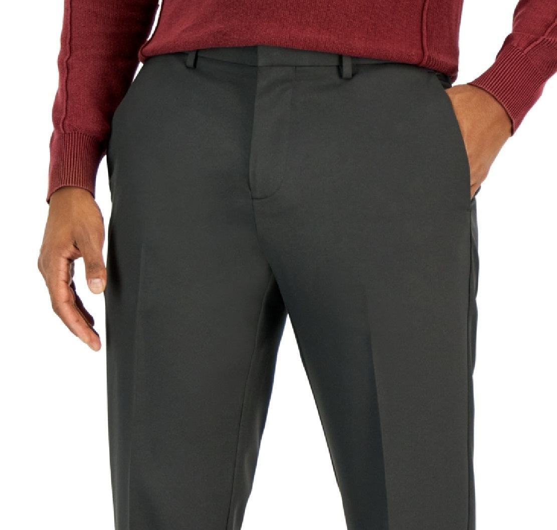 Calça de sarja Perry Ellis masculina Modern Fit cinza tamanho 36x30