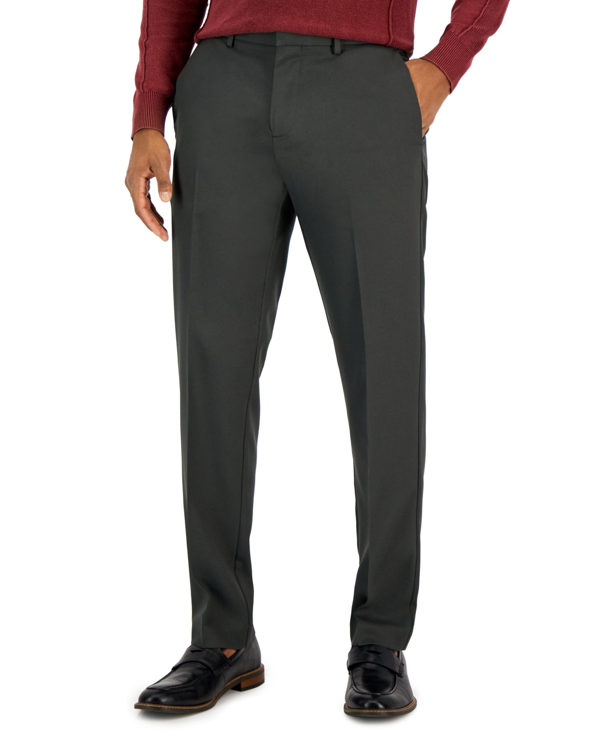 Calça de sarja Perry Ellis masculina Modern Fit cinza tamanho 36x30