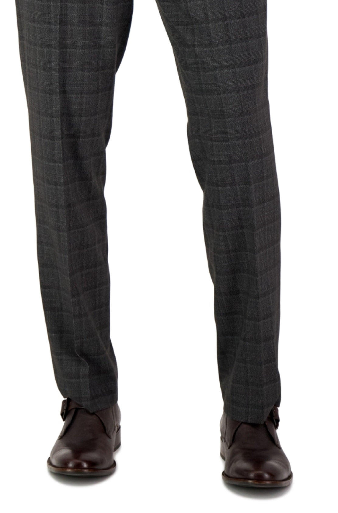 Calça social masculina Perry Ellis Modern Fit Stretch Resolution xadrez cinza tamanho 32x30