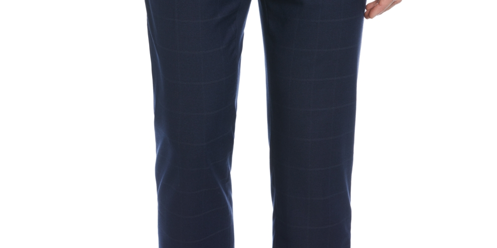 Calça social masculina Perry Ellis Portfolio Slim Fit com frente lisa, azul, tamanho 34x29